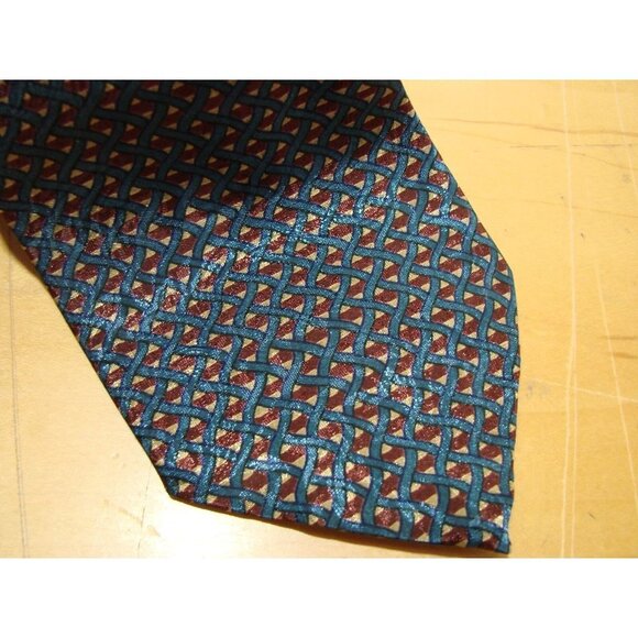 Vintage Christian Dior Monsieur Blue Burgundy Gold Neck Pointed Designer Tie - Picture 2 of 11